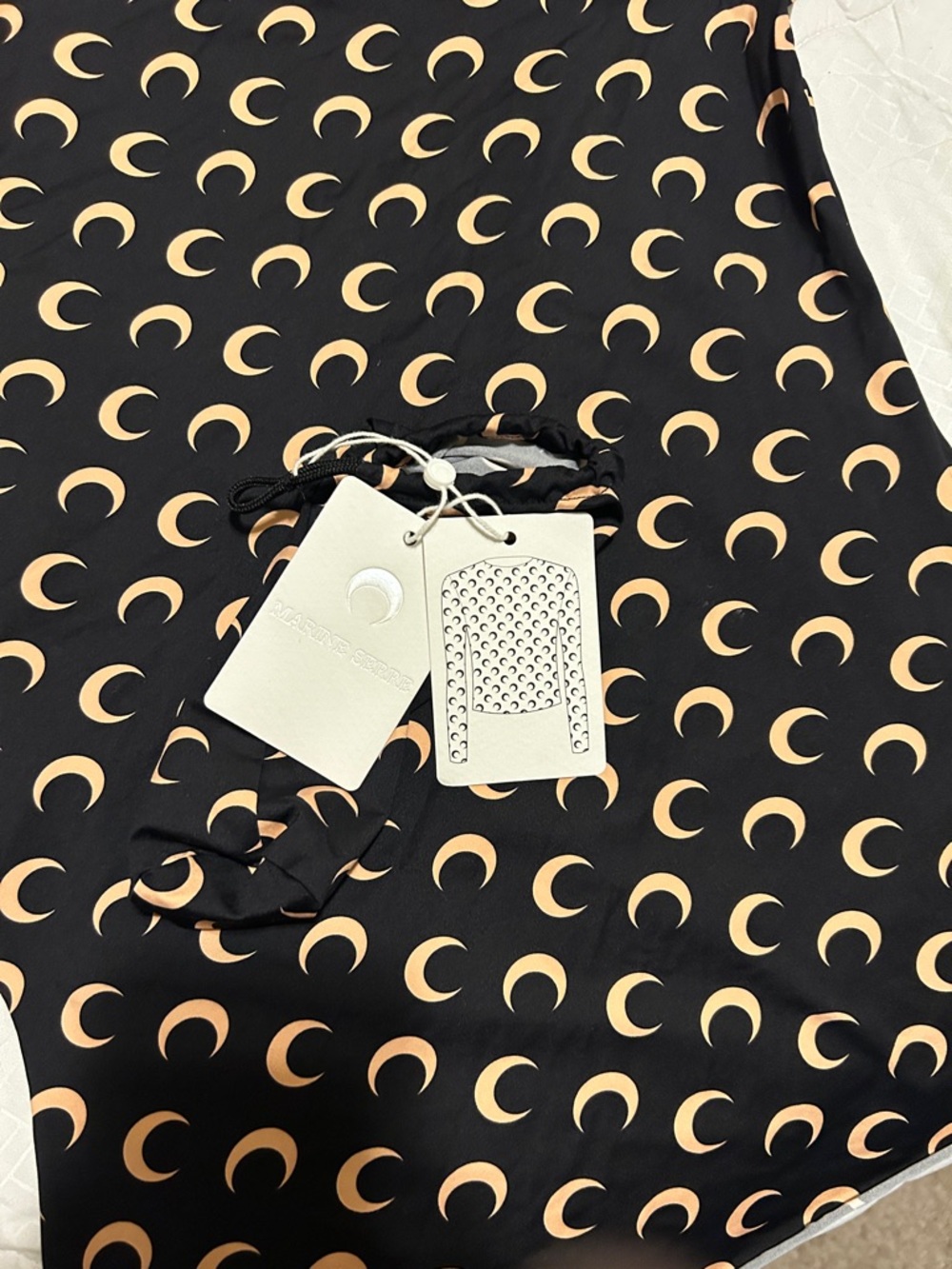 Marine Serre Black Top with Beige Crescent Moon Print - Picture 4 of 6